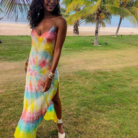 Dannijo Tie Dye Silk Slip Dress 